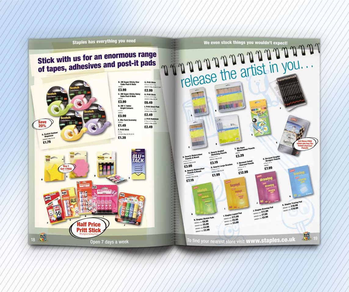 Staples Back to School catalogue inside spread design